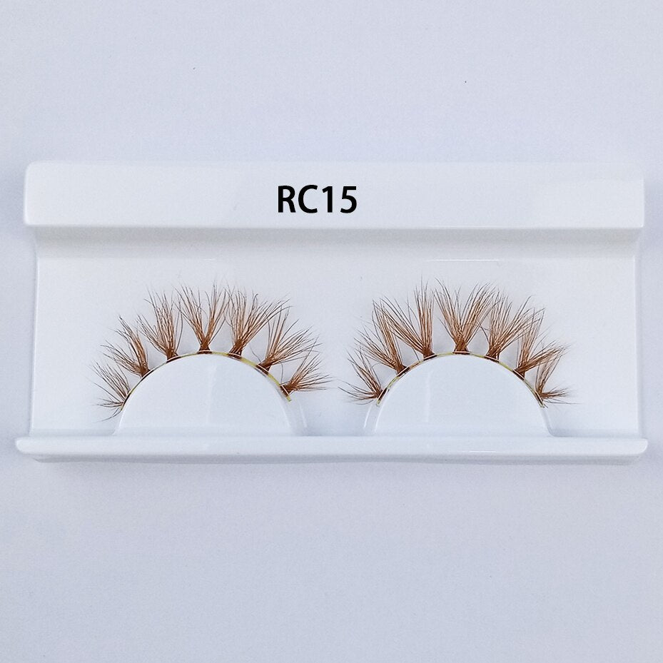 1pair Transparent stem Colored Mink Lashes 15mm-25mm False Eyelashes Soft Tousled 3D Spectacular Long Natural Mink