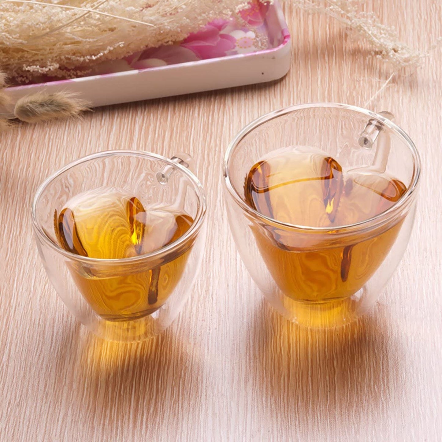 Heart Love Shaped Double Wall Glass Mug Resistant Kungfu Tea Mug Milk Lemon Juice Cup Drinkware Lover Coffee Cups Mug Gift