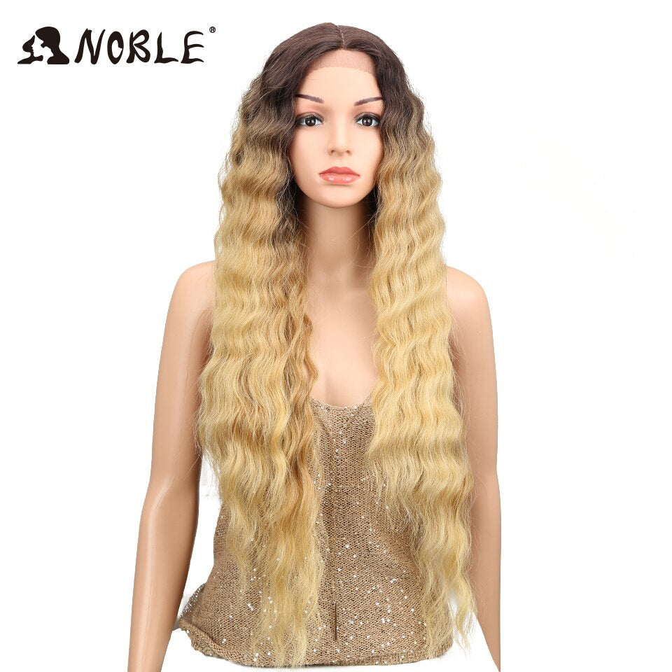 Cosplay Synthetic Lace Wig 30-40 Inch Long Wavy Wig Ombre Blonde Wig Synthetic Hair Wig Wigs Lace Wig