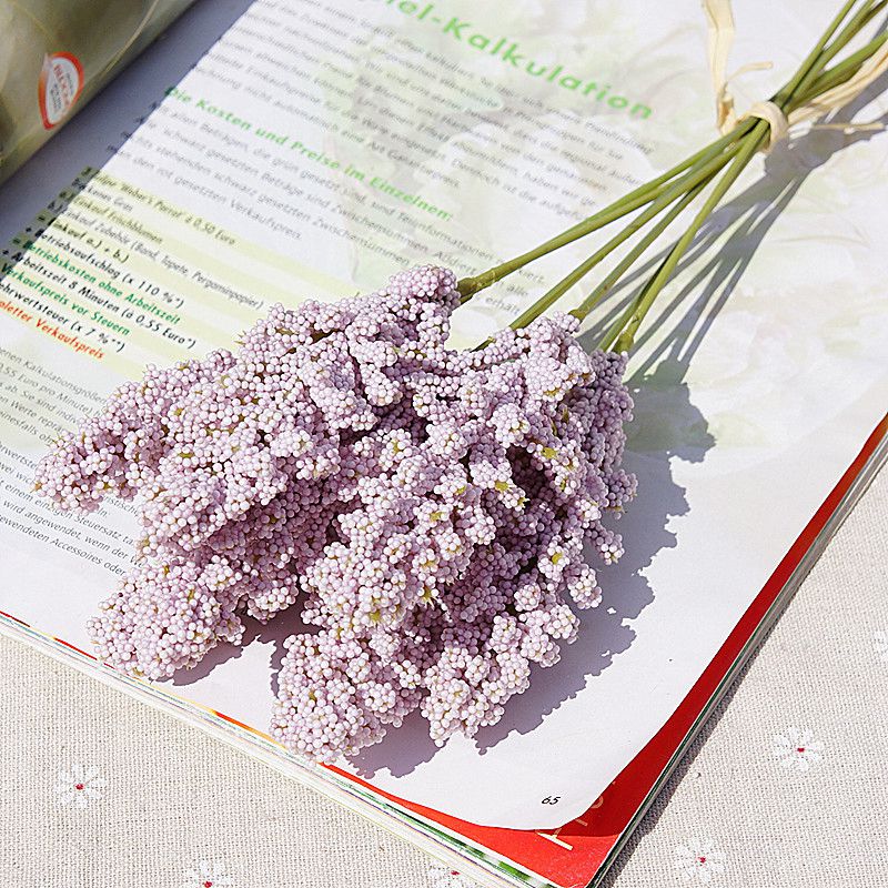 6 Pieces Bundle PE Lavender Cheap Artificial Flower Wholesale Plant Wall Decoration Bouquet Material Manual Diy Vases for Home
