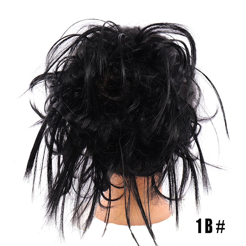 Synthetic Chignon Messy Scrunchies Elastic Band Hair Bun Straight Updo Hairpiece High Temperture Fiber Natural Fake Hair