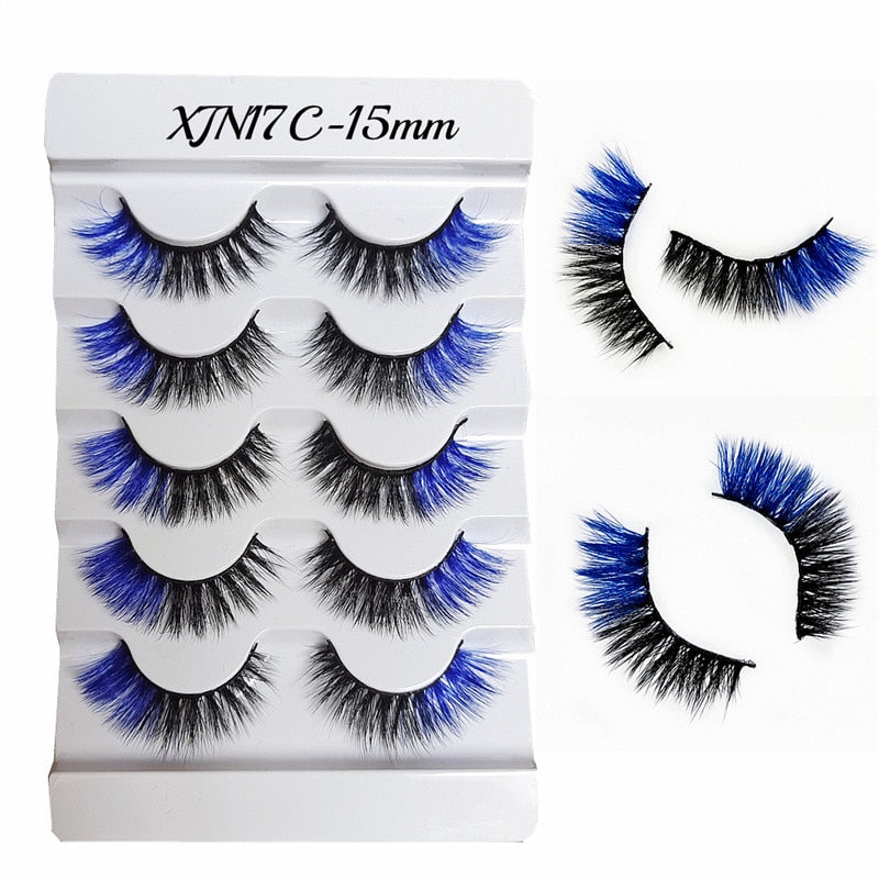 Rainbow Colored Lashes 3D Mink Lashes Ombre Dramatic Colorful Natural Eyelashes Extension Make up Fake Eyelashes
