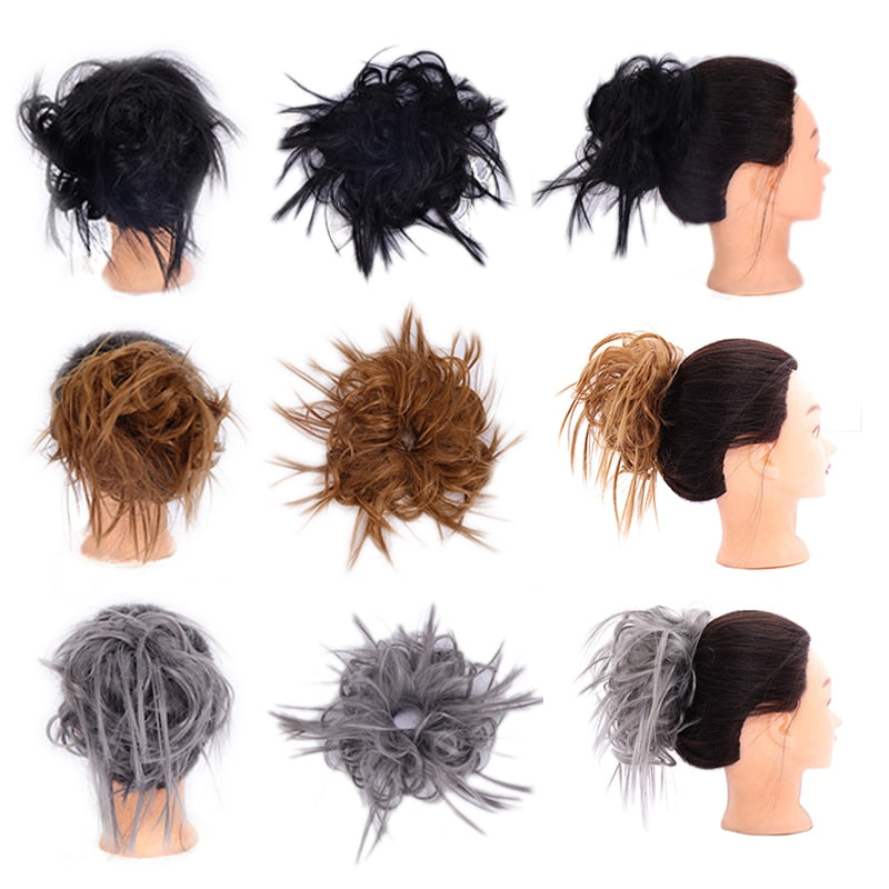 Synthetic Chignon Messy Scrunchies Elastic Band Hair Bun Straight Updo Hairpiece High Temperture Fiber Natural Fake Hair