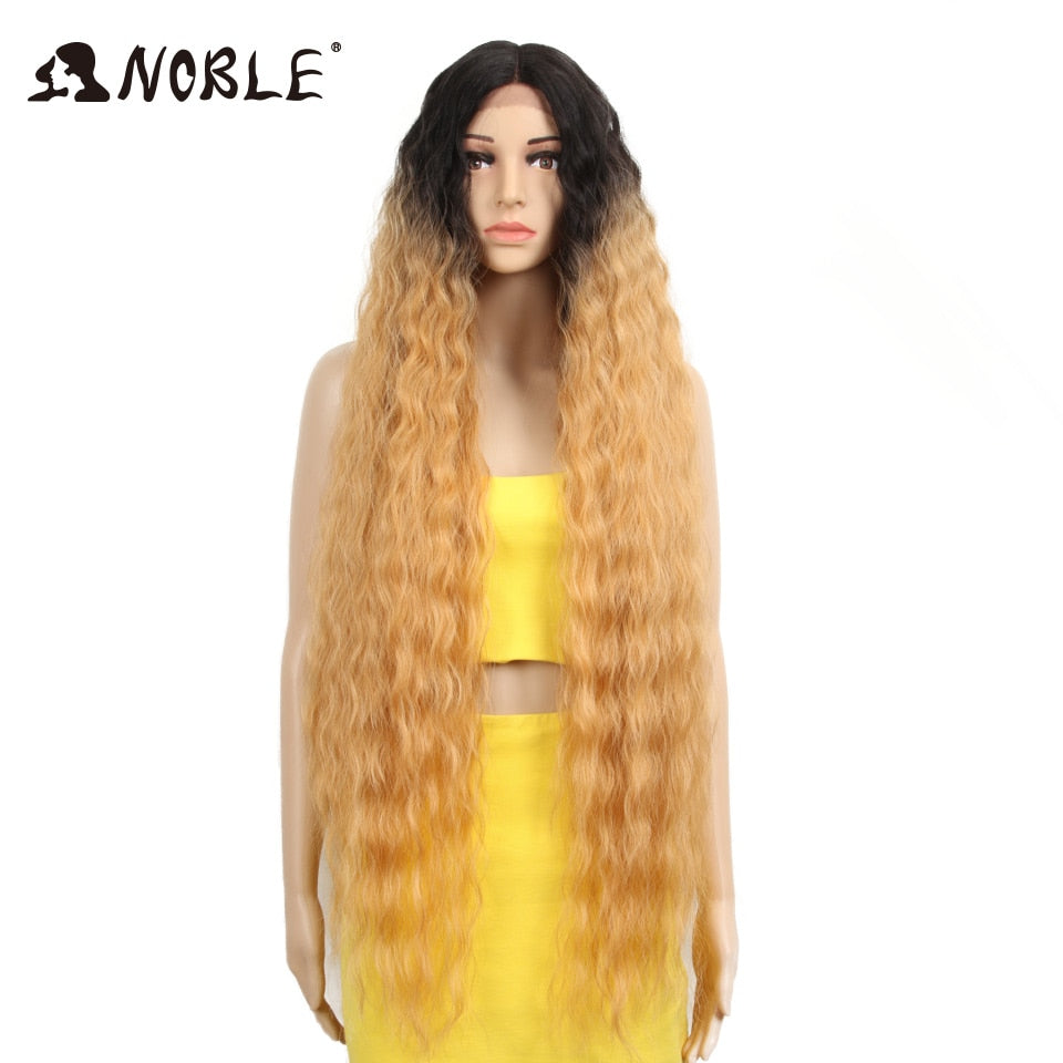 Cosplay Wig Synthetic Lace Part Wig Long Curly 42 Inch Cosplay Wig Blonde Ombre Lace Wig Synthetic Lace Wig
