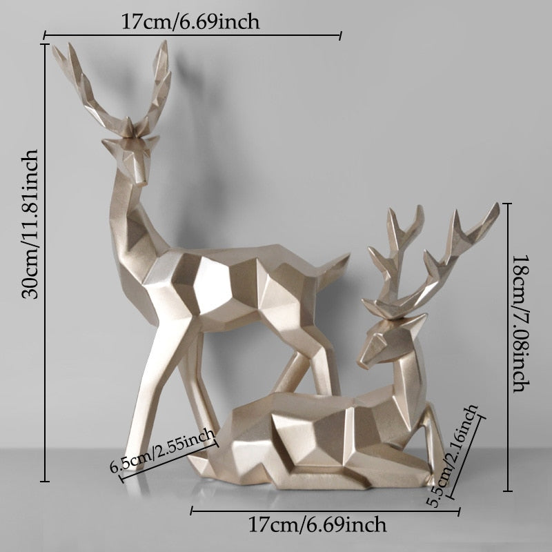 Nordic Creative Solid Geometry Home Decor Living Room Deer Ornaments Resin Craft Home Furnishing for Decoration Figurine
