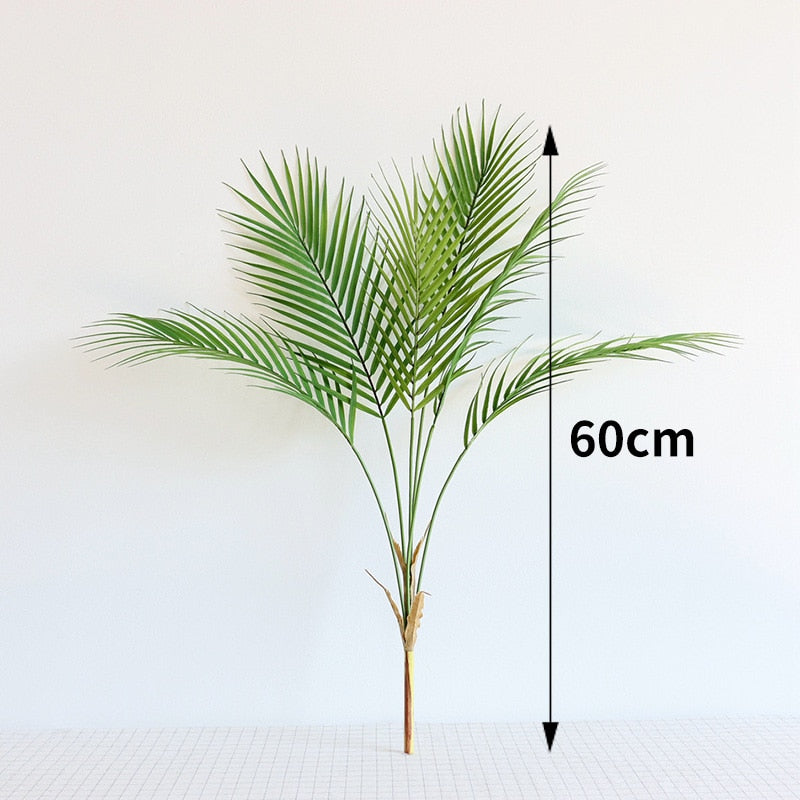 Green Artificial Palm Leaf Plastic Plants Tropical Tree Branch Fake Plants Jungle Home Garden Decor Wedding Decoration