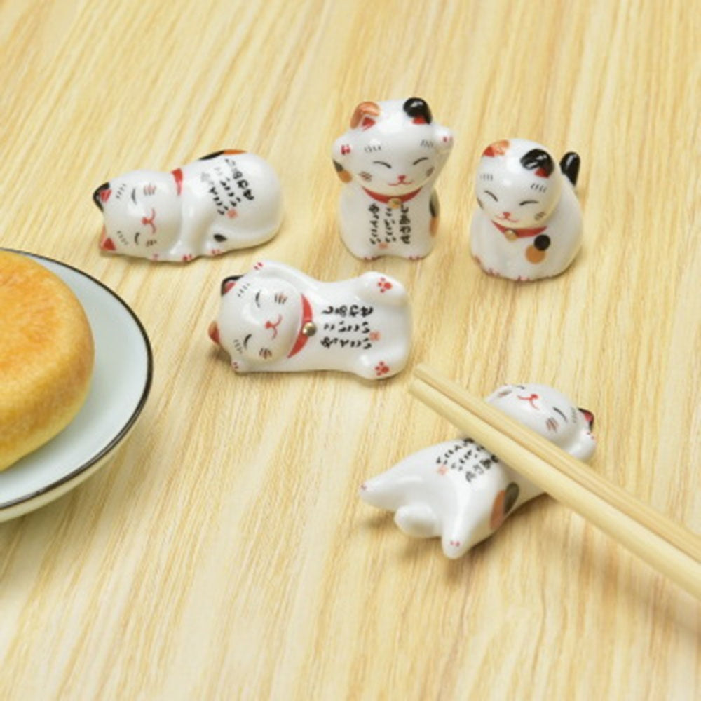 Lucky Cat Chopsticks Holder Japanese Ceramic Chopsticks Care Ceramic Lucky Cat Home Cute