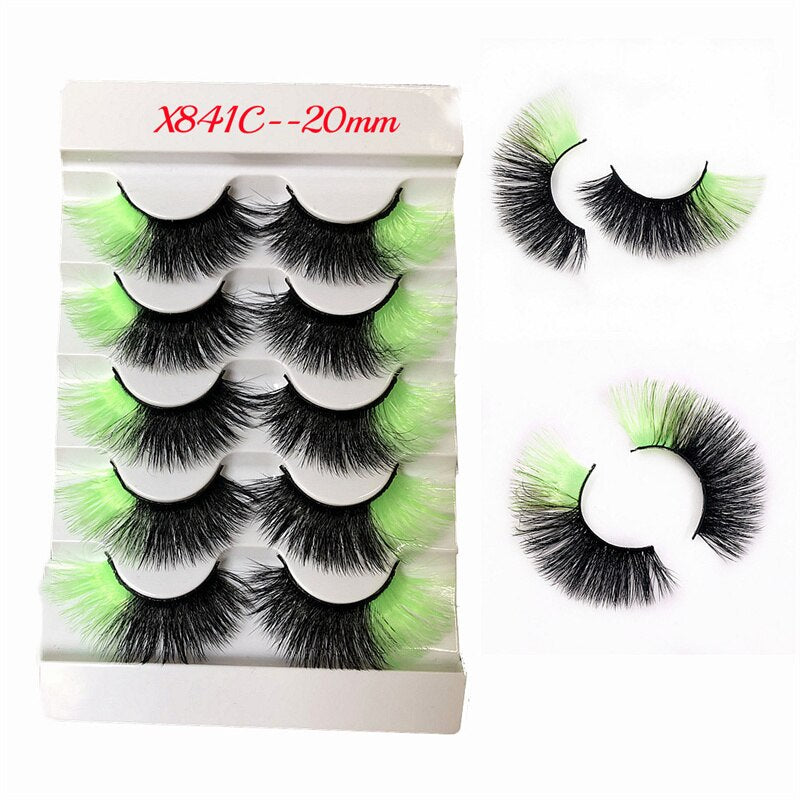 Rainbow Colored Lashes 3D Mink Lashes Ombre Dramatic Colorful Natural Eyelashes Extension Make up Fake Eyelashes