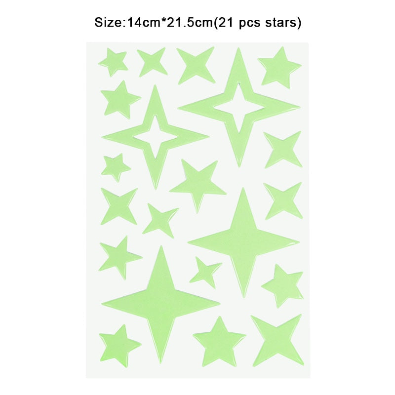 Luminous 3D Stars Dots Wall Sticker for Kids Room Bedroom Home Decoration Glow In The Dark Moon Decal Fluorescent DIY Stickers
