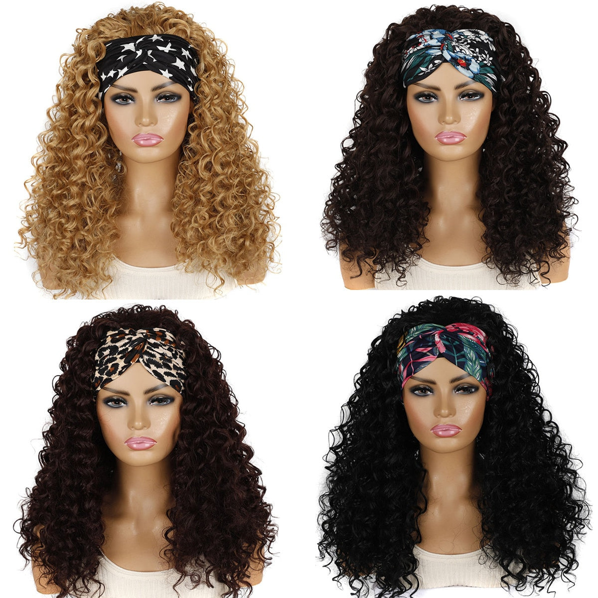 Deep Wave Headband Wig Heat Resistant Fiber Synthetic Wig Blonde Synthetic Hair Wigs For Women