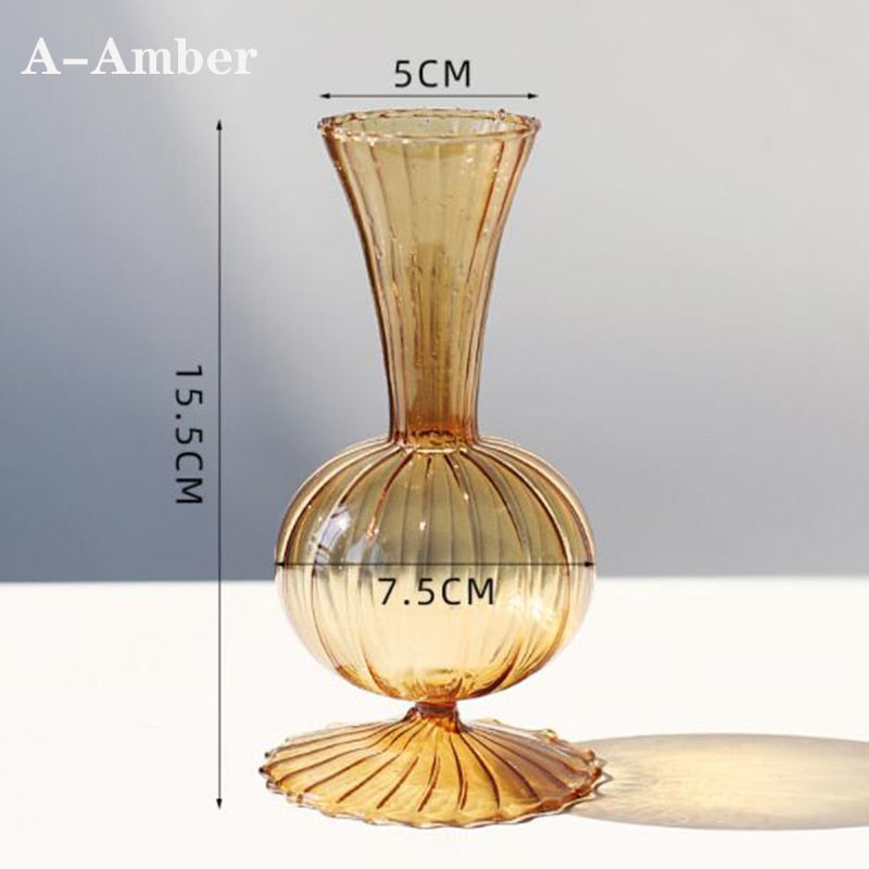 Home Decor Glass Vase Modern Flower Vase Room Decoration Art Colored Small Vase Wedding Decor Hydroponic Plants Japanese Style