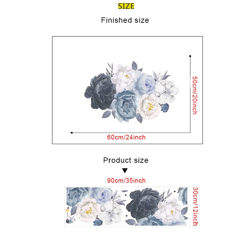 Watercolor Peony Flower Wall Stickers for Home room Background Wall Decor Vinyl Decals