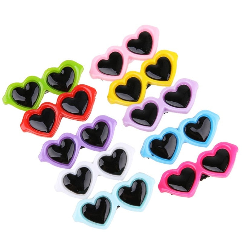1 pc Pet Lovely Heart Sunglasses Hairpins Pet Dog Bows Hair Clips for Puppy Dogs Cat Yorkie Teddy Pet Hair Decor