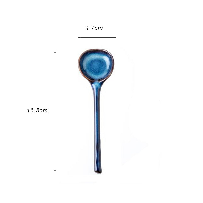 Ceramic Soup Spoon Japanese Tableware Eating Spoon Creative Long handle Spoons Kitchen Cooking Utensil Tool Teaspoon