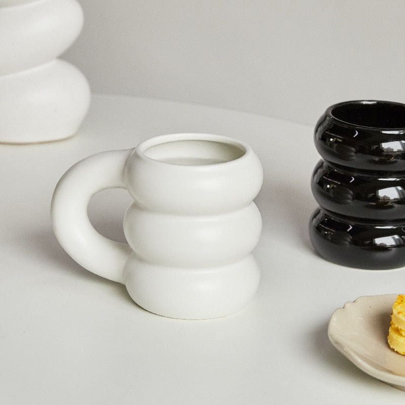 Water Cup Ceramic Mug Nordic Coffee Cups with Big Handrip Colored Ceramics Big Juice Mugs