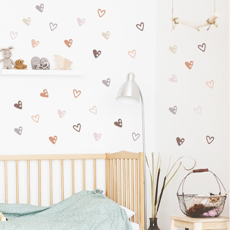 36pcs Heart Shape Boho Style Wall Stickers Bohemian Wall Decals for Living Room Bedroom Nursery Kids Room Home Decor