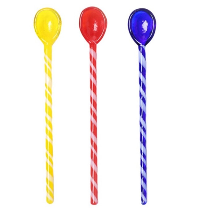 3Pcs Glass Spoons Coffee Spoon Long Handle Dessert Color Glass Teaspoons Clear Petite Teaspoons Coffee Mixing Tea Stirrer