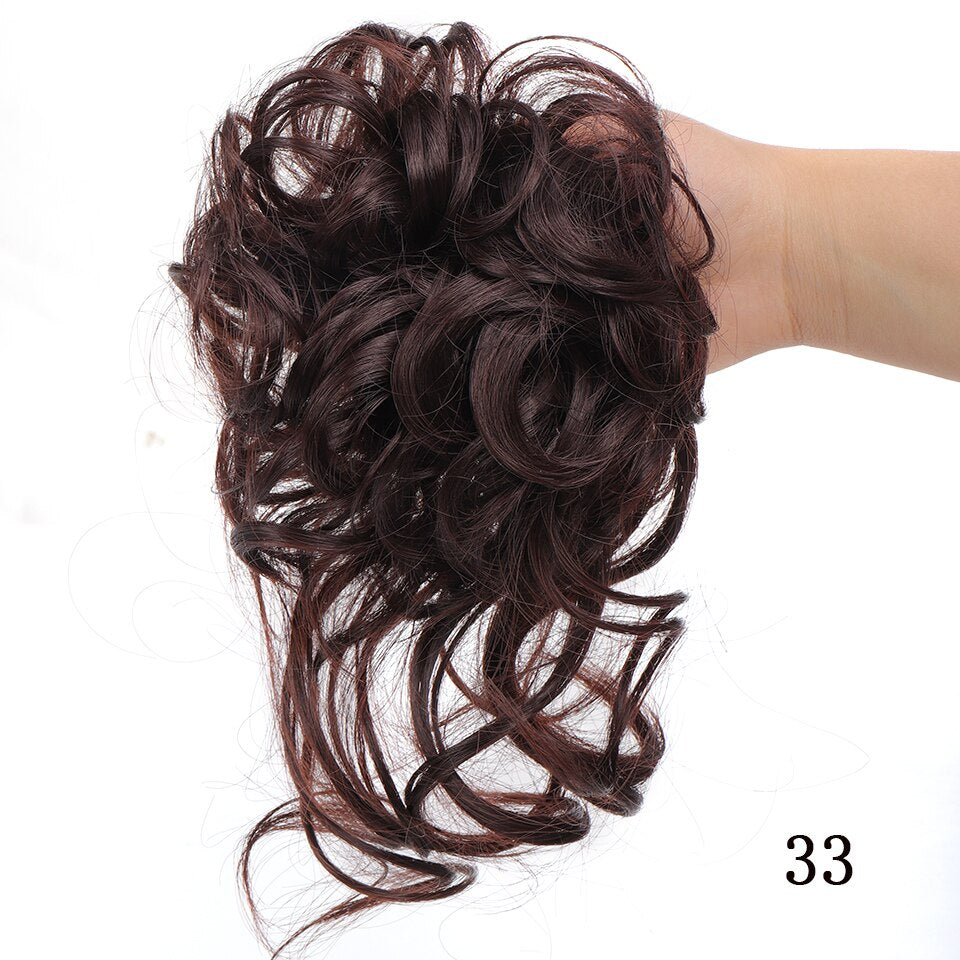 Synthetic Messy Chignon Donut Hair Bun Scrunchies Elastic Hair Rope Rubber Band Curly Hairpiece Black Brown False Hair