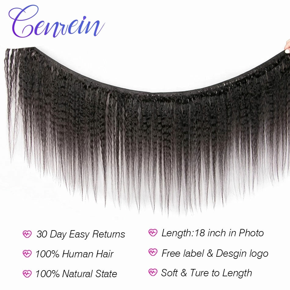 Kinky Straight Bundles Genrein Remy Hair Extensions 30 inch Human Hair Brazilian Hair Weave Bundles 1/3/4 Bundles Deal