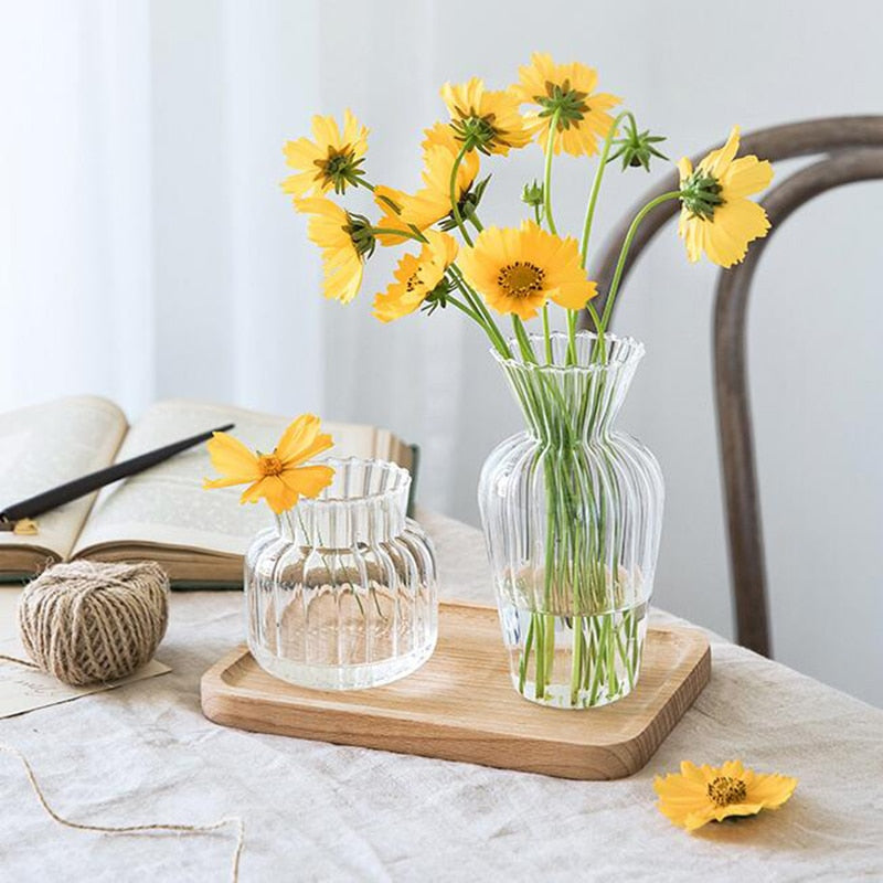 Home Decor Glass Vase Modern Flower Vase Room Decoration Art Colored Small Vase Wedding Decor Hydroponic Plants Japanese Style