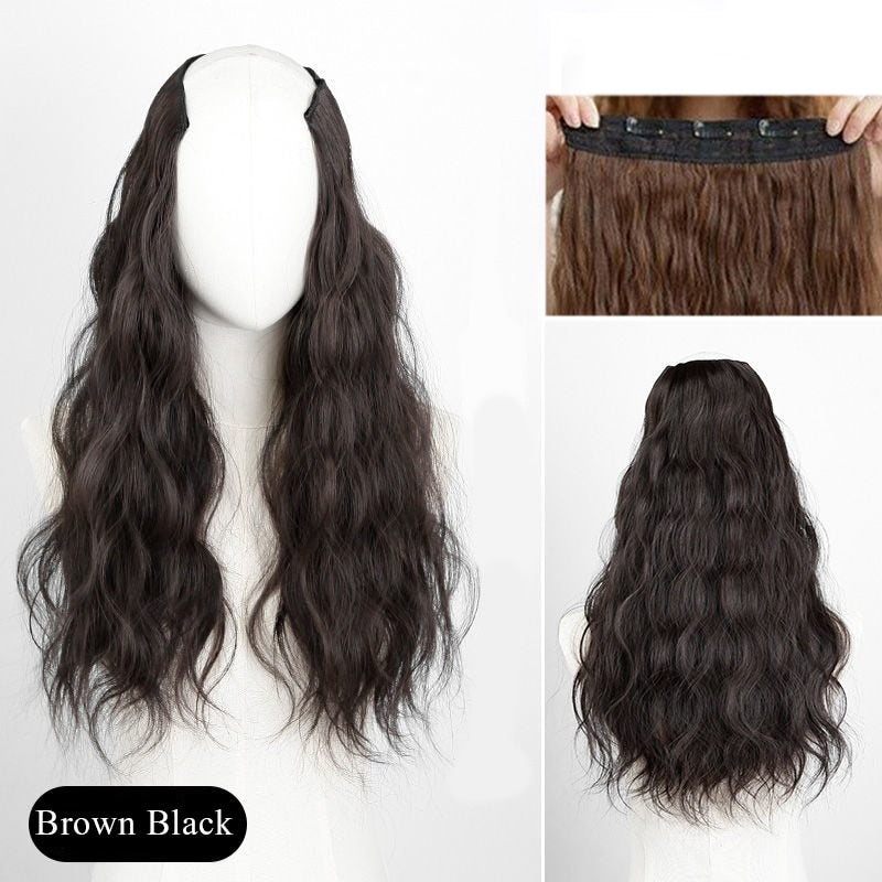 Synthetic Long Culry Clip in Hair Extensions Wig Natural Fake False Hair One Piece Hairpin Accessories Hairpiece Women