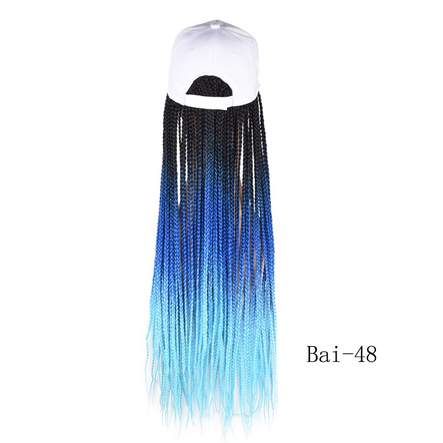 Box Braids Baseball Cap Wig 24inch Long Synthetic Braid Wigs Hat with Braiding Hair Extensions Adjustable Size