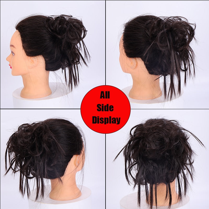 Synthetic Chignon Messy Scrunchies Elastic Band Hair Bun Straight Updo Hairpiece High Temperture Fiber Natural Fake Hair
