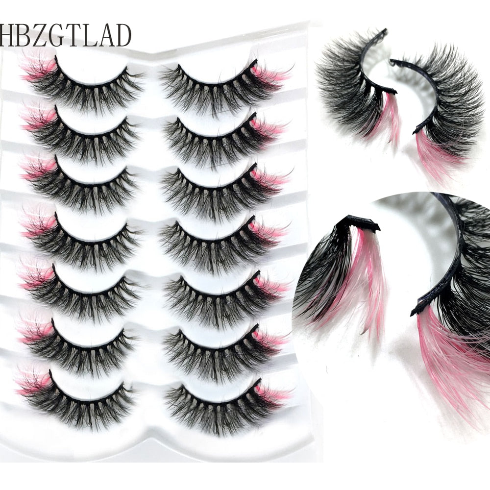 7pairs Colored Lashes 22 Styles 3d Mink Lashes Dramatic Colorful Natural Eyelashes Extension Fake Eyelashes