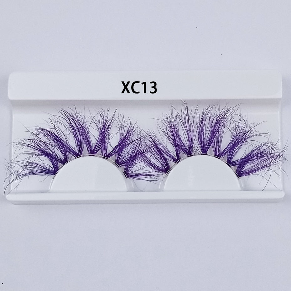 Colored Mink Eyelashes 25mm Lashes Fluffy Messy 3D False Eyelashes Dramatic Long Natural Mink fake Lashes