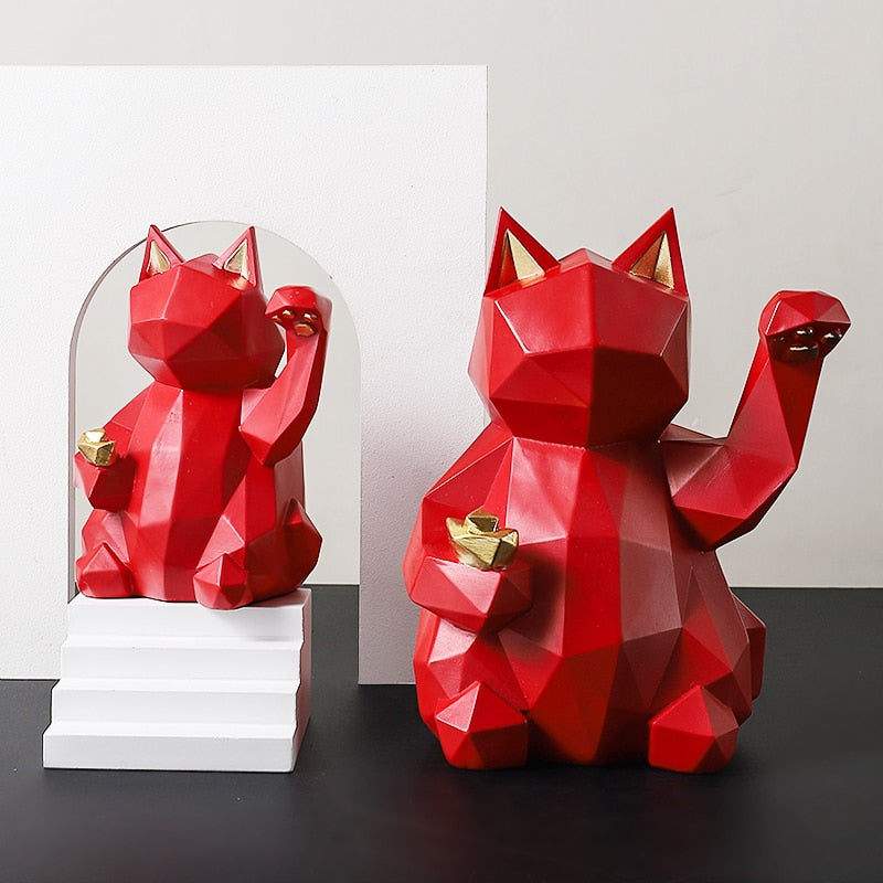 Resin Sculpture Lucky Cat Statue Decoration Fashion Modern Home Decor Statue Gift Desktop Furnishings Home Accessories Ornaments