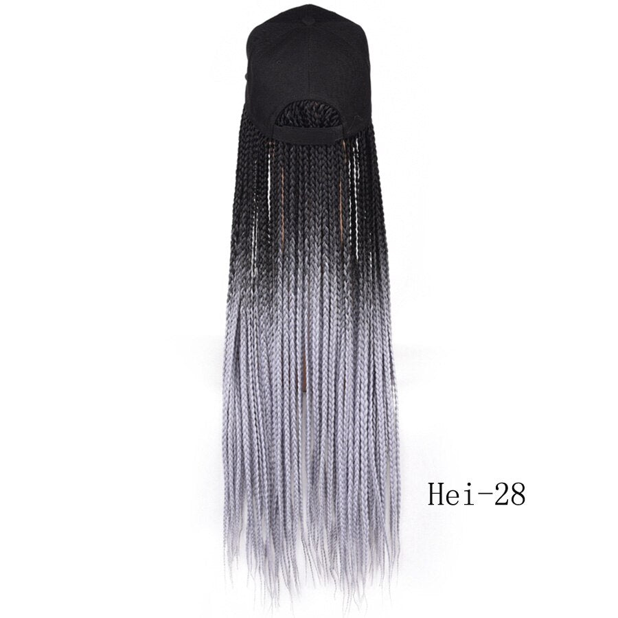 Box Braids Baseball Cap Wig 24inch Long Synthetic Braid Wigs Hat with Braiding Hair Extensions Adjustable Size