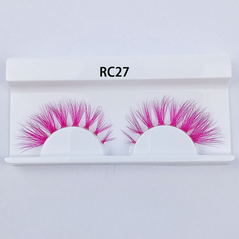 1pair Transparent stem Colored Mink Lashes 15mm-25mm False Eyelashes Soft Tousled 3D Spectacular Long Natural Mink
