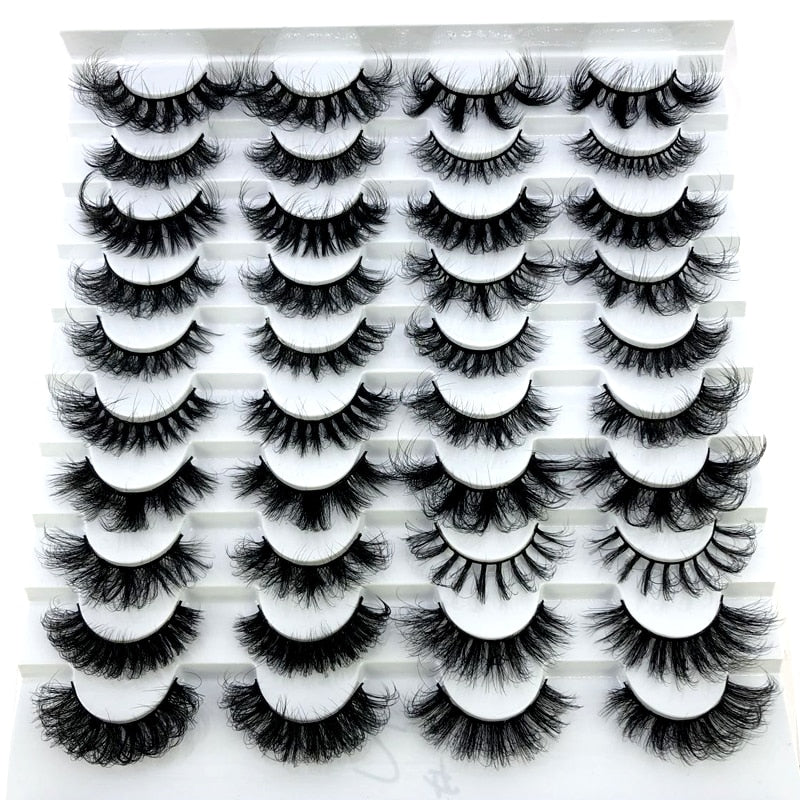 20 Pairs Fluffy Lashes 25mm 3D Mink Lashes Long Thick Natural False Eyelashes Mink Eyelashes