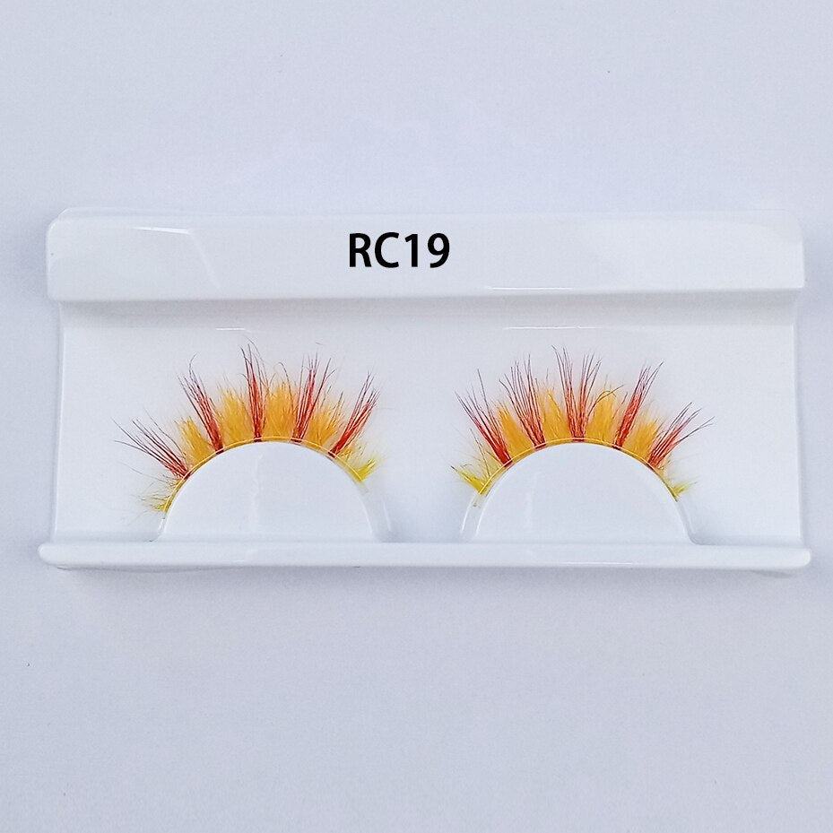 1pair Transparent stem Colored Mink Lashes 15mm-25mm False Eyelashes Soft Tousled 3D Spectacular Long Natural Mink