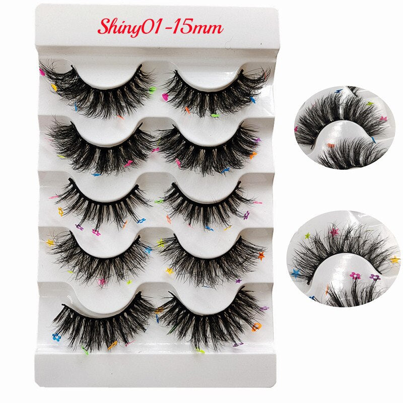 Rainbow Colored Lashes 3D Mink Lashes Ombre Dramatic Colorful Natural Eyelashes Extension Make up Fake Eyelashes