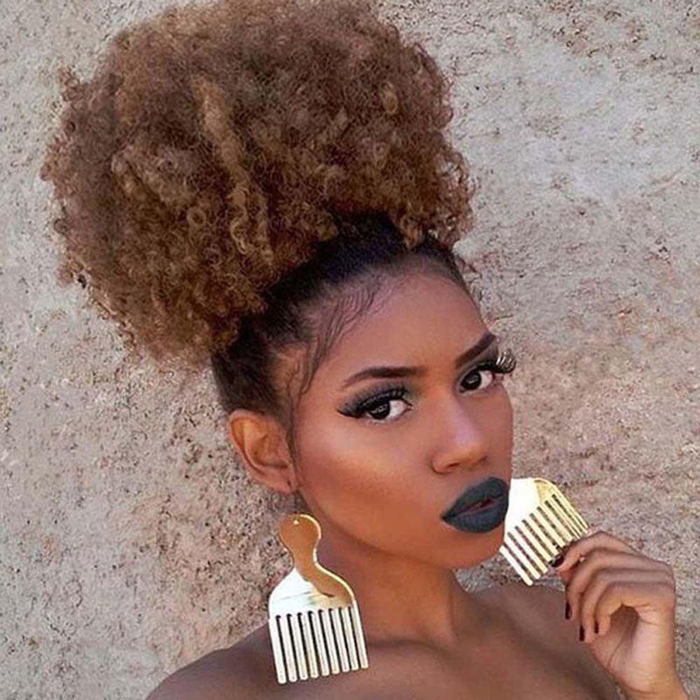 Short Afro Puff Synthetic Hair Hairpiece For Women Drawstring Ponytail Kinky Curly Clip Hair Extensions