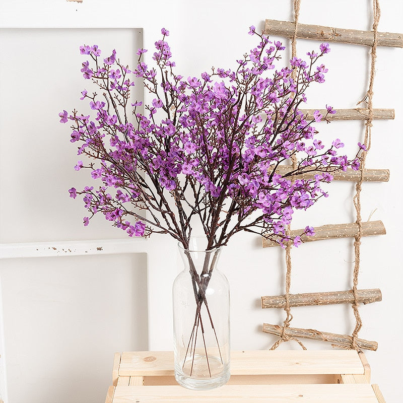 Silk Gypsophila Artificial Flower White Branch Baby Breath Fake Flower Long Bouquet Home Wedding Decoration