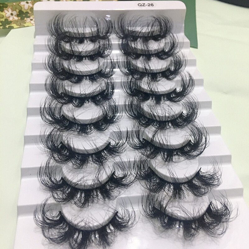 8pairs eyelashes fake lashes long eyelash 25mm mink lashes fluffy dramatic false eyelashes