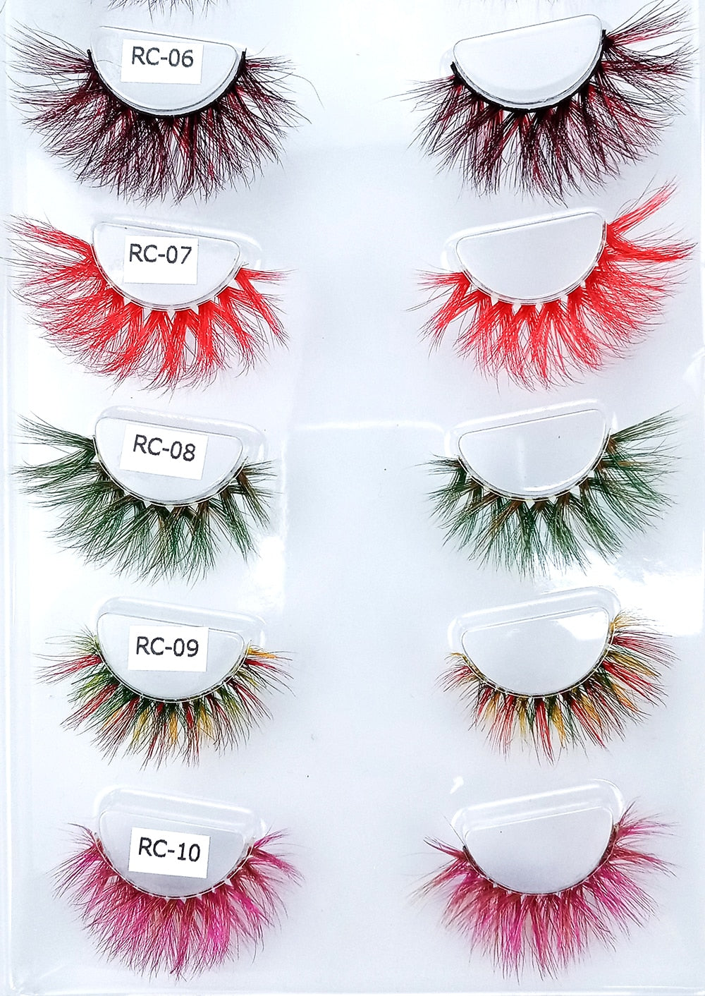 1pair Transparent stem Colored Mink Lashes 15mm-25mm False Eyelashes Soft Tousled 3D Spectacular Long Natural Mink