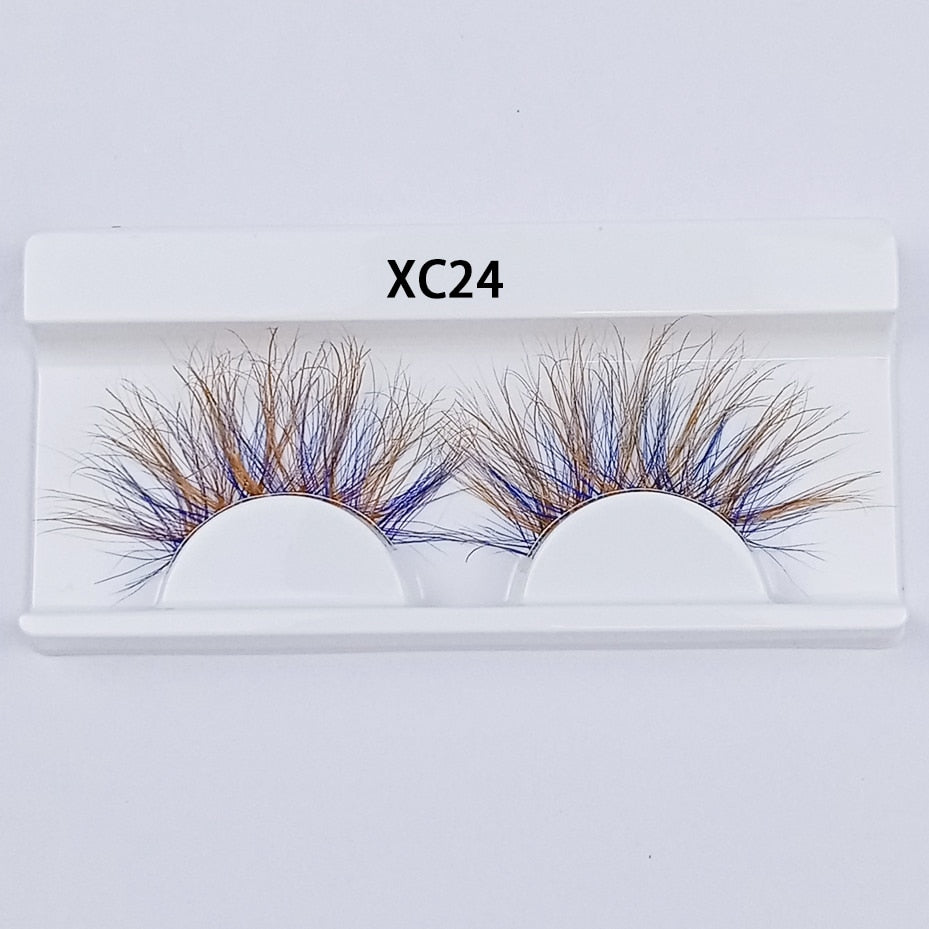 Colored Mink Eyelashes 25mm Lashes Fluffy Messy 3D False Eyelashes Dramatic Long Natural Mink fake Lashes