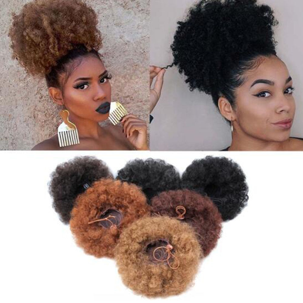 Short Afro Puff Synthetic Hair Hairpiece For Women Drawstring Ponytail Kinky Curly Clip Hair Extensions
