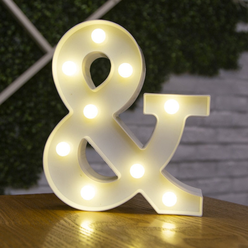 Alphabet Letter LED Lights Luminous Number Lamp Decor Battery Night Light for home Wedding Birthday party Decoration