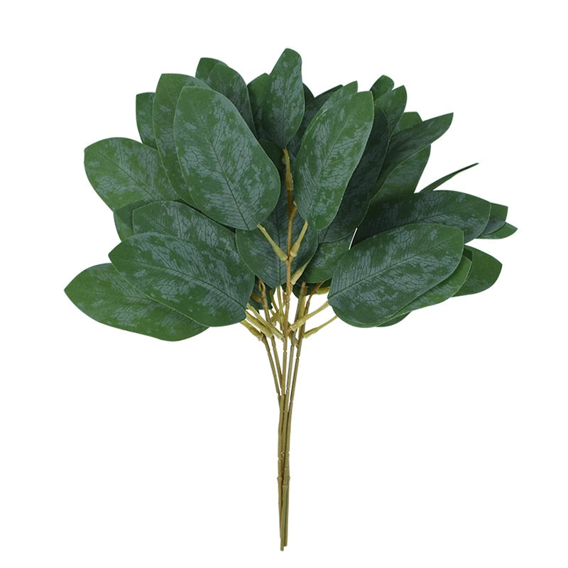 5pcs Artificial Plants Green Eucalyptus Leaves DIY Bridal Bouquet Fake Flowers For Home Garden Party Wedding Flower Decorations