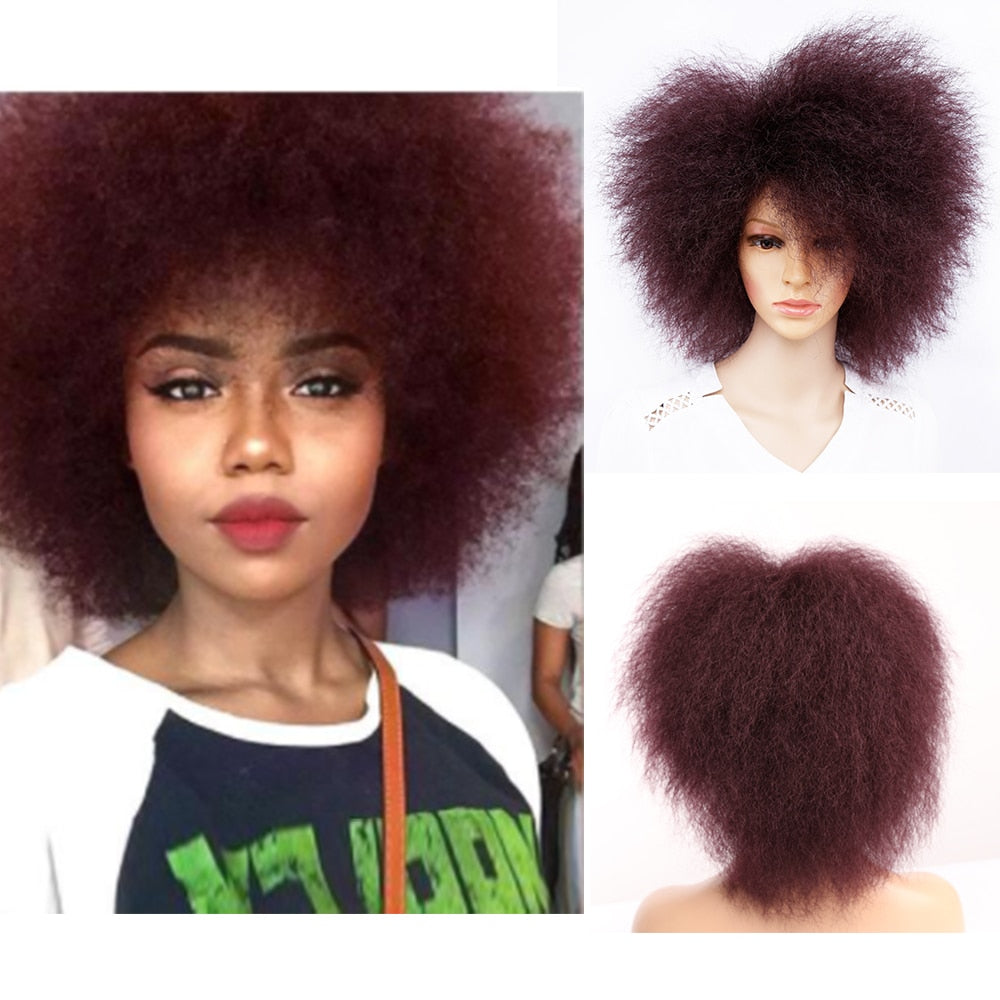 Amir Synthetic Kinky Curly Wig Short Afro Wigs Black Brown Red Color 6inch Short Wig