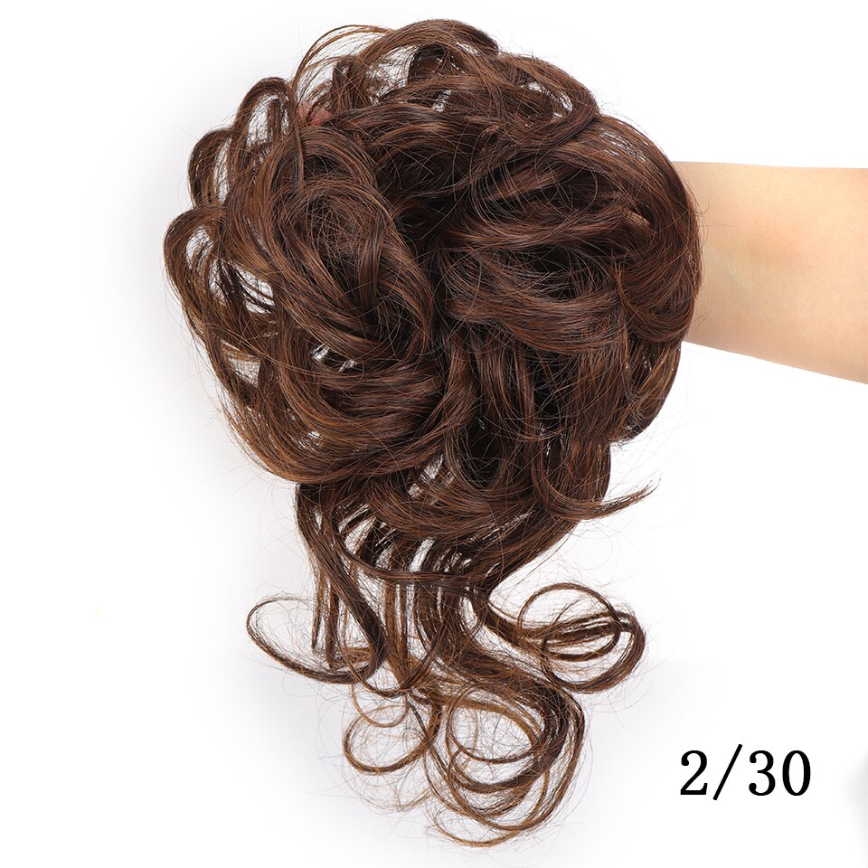 Synthetic Messy Chignon Donut Hair Bun Scrunchies Elastic Hair Rope Rubber Band Curly Hairpiece Black Brown False Hair