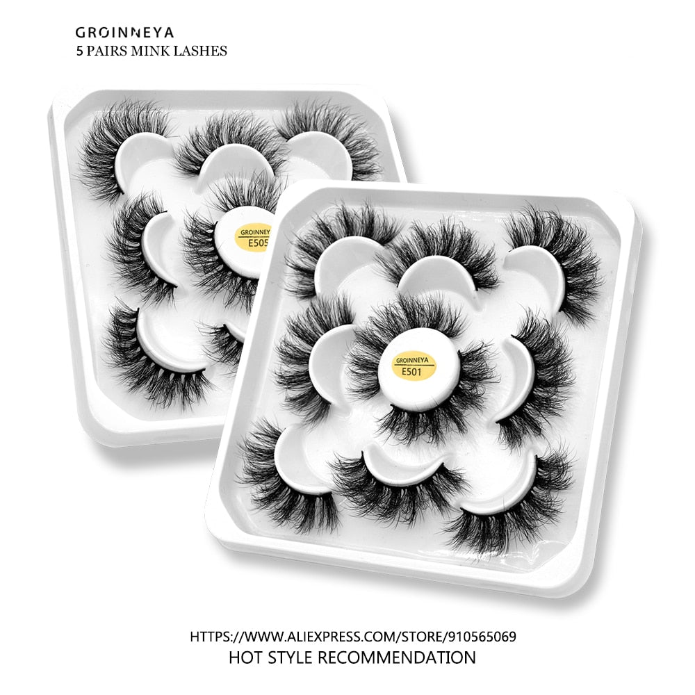 2/5 Pairs Faux Mink False Eyelashes Fluffy Lashe Dramatic Volume Lashes Natural Long Eyelashes