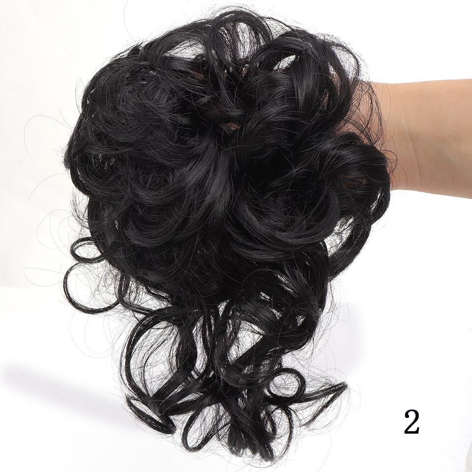 Synthetic Messy Chignon Donut Hair Bun Scrunchies Elastic Hair Rope Rubber Band Curly Hairpiece Black Brown False Hair