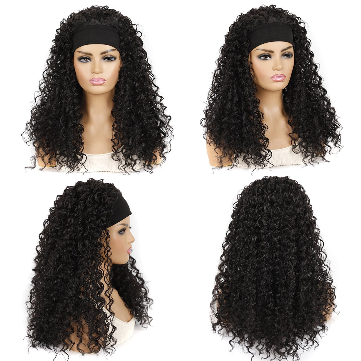 Deep Wave Headband Wig Heat Resistant Fiber Synthetic Wig Blonde Synthetic Hair Wigs For Women