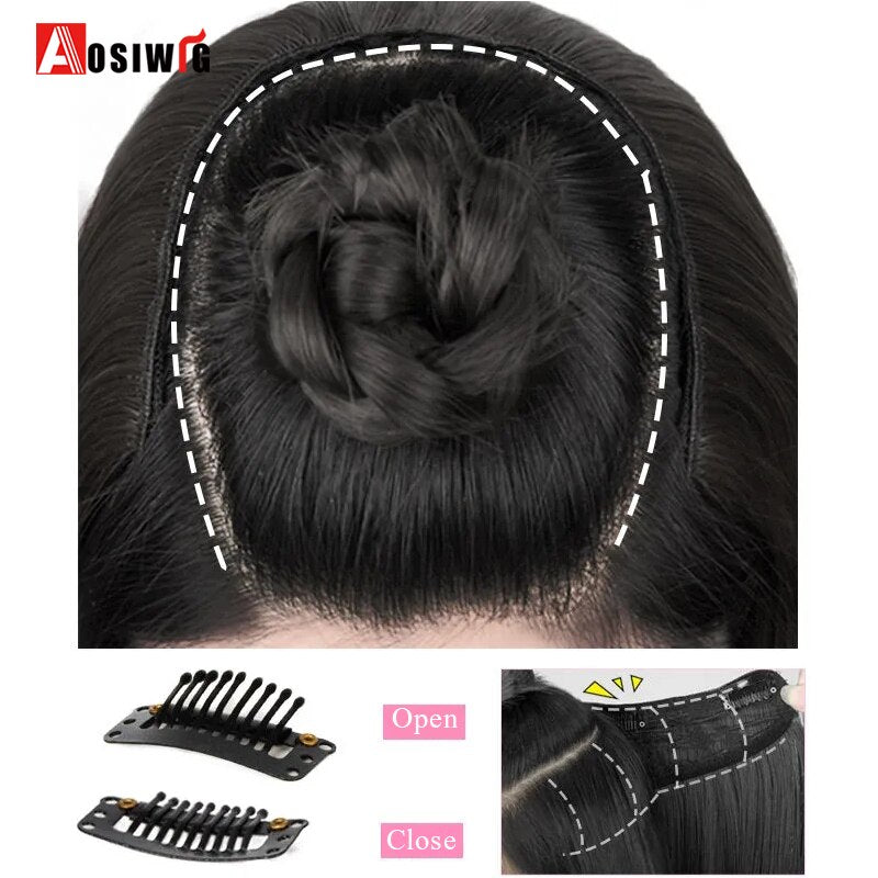 Synthetic Long Culry Clip in Hair Extensions Wig Natural Fake False Hair One Piece Hairpin Accessories Hairpiece Women