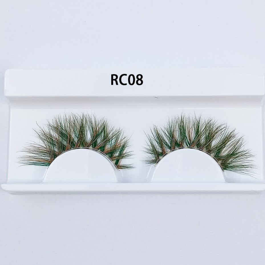 1pair Transparent stem Colored Mink Lashes 15mm-25mm False Eyelashes Soft Tousled 3D Spectacular Long Natural Mink
